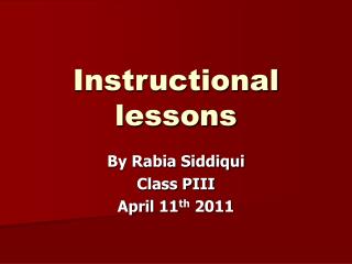 Instructional lessons