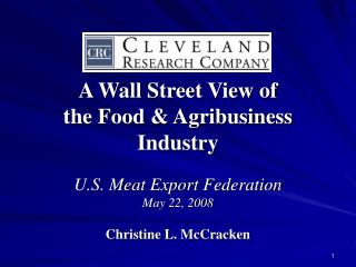 A Wall Street View of the Food &amp; Agribusiness Industry