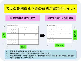 労災保険関係成立票の規格が緩和されました