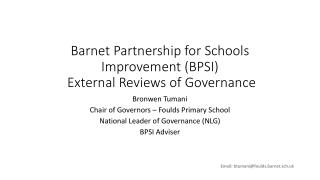Barnet Partnership for Schools Improvement (BPSI) External Reviews of Governance