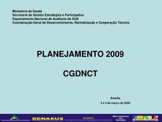 PLANEJAMENTO 2009 CGDNCT