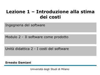 Stima dei costi (1)