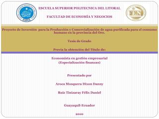 ESCUELA SUPERIOR POLITECNICA DEL LITORAL FACULTAD DE ECONOMÍA Y NEGOCIOS