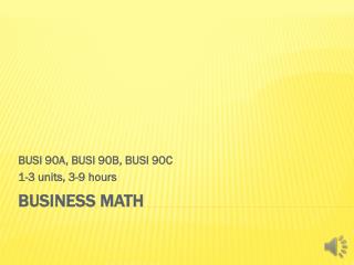 BUSINESS MATH