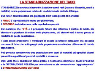 LA STANDARDIZZAZIONE DEI TASSI