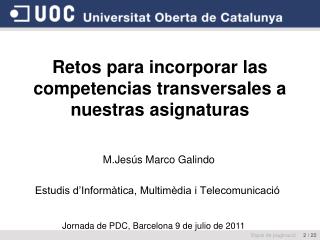 Retos para incorporar las competencias transversales a nuestras asignaturas