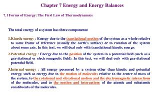 Chapter 7 Energy and Energy Balances