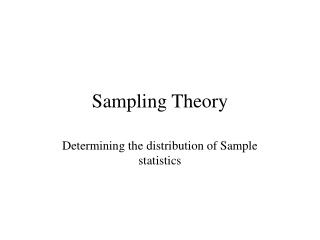 Sampling Theory
