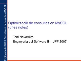 Optimització de consultes en MySQL (unes notes)