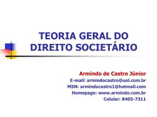 TEORIA GERAL DO DIREITO SOCIETÁRIO