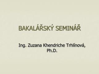 BAKALÁŘSKÝ SEMINÁŘ