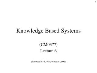 Knowledge Based Systems