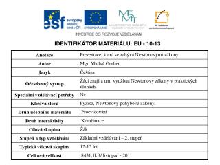 IDENTIFIKÁTOR MATERIÁLU: EU - 10-13