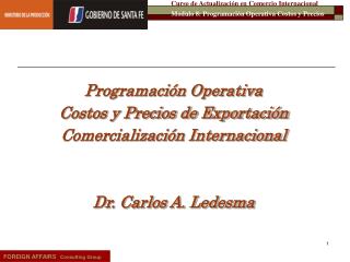 Programación Operativa Costos y Precios de Exportación Comercialización Internacional