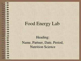 Food Energy Lab