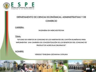 DEPARTAMENTO DE CIENCIAS ECONÓMICAS, ADMINISTRATIVAS Y DE COMERCIO CARRERA: