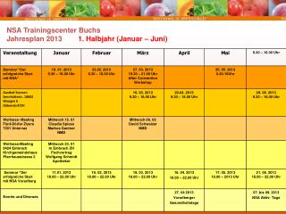 NSA Trainingscenter Buchs Jahresplan 2013 1. Halbjahr (Januar – Juni)