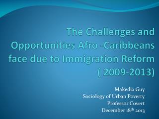 The Challenges and Opportunities Afro - Caribbeans face due to Immigration Reform ( 2009-2013)
