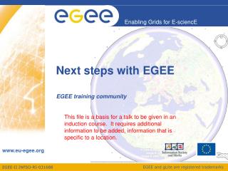 Next steps with EGEE