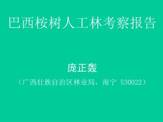 巴西桉树人工林考察报告 庞正轰 （广西壮族自治区林业局，南宁 530022 ）