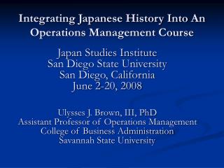 Integrating Japanese History Into An Operations Management Course