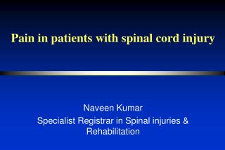 Pain in patients with spinal cord injury