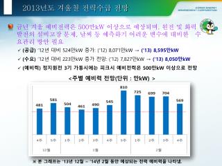 2013 년도 겨울철 전력수급 전망