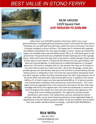 MLS # 1401930 2,829 Square Feet JUST REDUCED TO $299,900