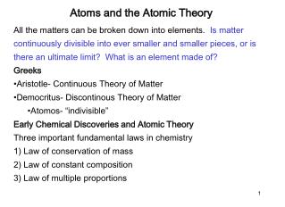 Atoms and the Atomic Theory
