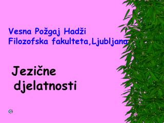 Vesna Požgaj Hadži Filozofska fakulteta,Ljubljana Jezične djelatnosti