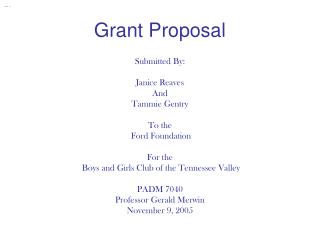 Grant Proposal