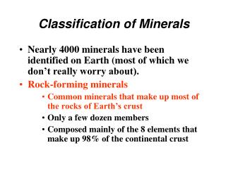 Classification of Minerals