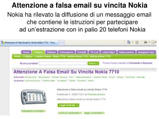 Attenzione a falsa email su vincita Nokia