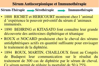 Sérum Antiscorpionique et Immunothérapie