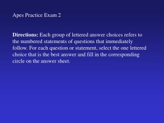 Apes Practice Exam 2