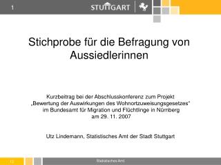 Stichprobe für die Befragung von Aussiedlerinnen
