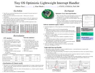 Tiny OS Optimistic Lightweight Interrupt Handler