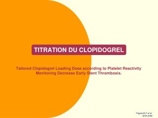 TITRATION DU CLOPIDOGREL