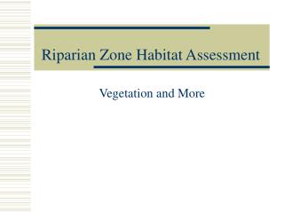 Riparian Zone Habitat Assessment