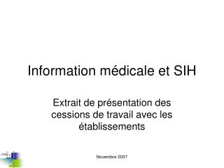 Information médicale et SIH