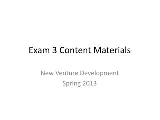 Exam 3 Content Materials