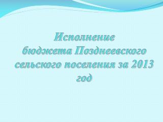 Исполнение бюджета Позднеевского сельского поселения за 2013 год