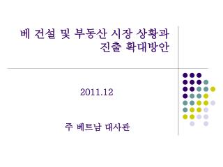 베 건설 및 부동산 시장 상황과 진출 확대방안