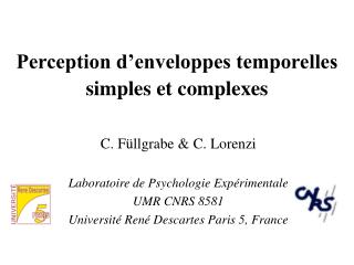 Perception d’enveloppes temporelles simples et complexes