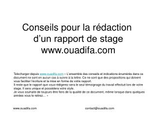 Conseils pour la rédaction d’un rapport de stage ouadifa