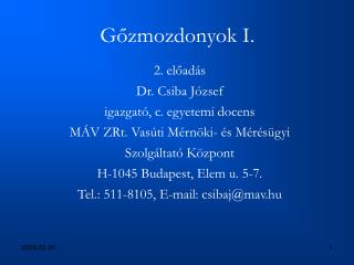 Gőzmozdonyok I.