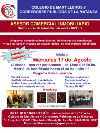 ASESOR COMERCIAL INMOBILIARIO Quinto curso de formación en ventas NIVEL 1