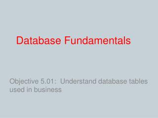 Database Fundamentals