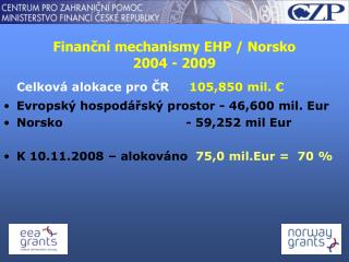 Finanční mechanismy EHP / Norsko 2004 - 2009