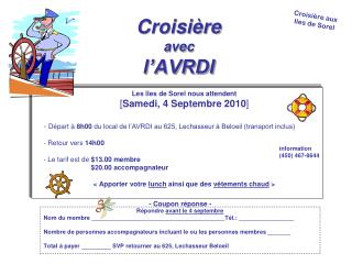 Croisière avec l’AVRDI